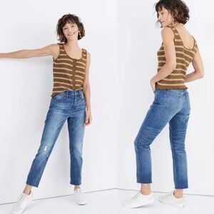 Madewell The High Rise Slim Crop Boyfriend Jeans Size 29 Cotton Stretch Denim